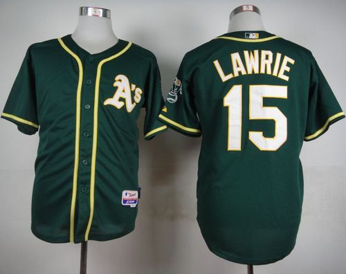 Athletics #15 Brett Lawrie Green Cool Base Stitched MLB Jersey
